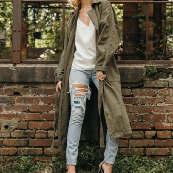 NWOT GRLFRND Donna Trench GREEN sz S - Picture 4 of 4